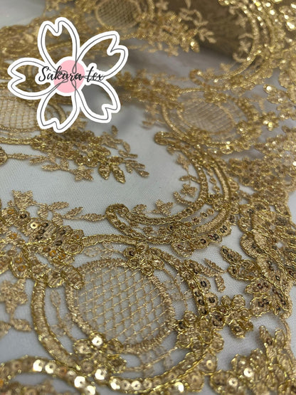 Blonda Bordada con Lentejuelas y 2 Tiras "Oval"