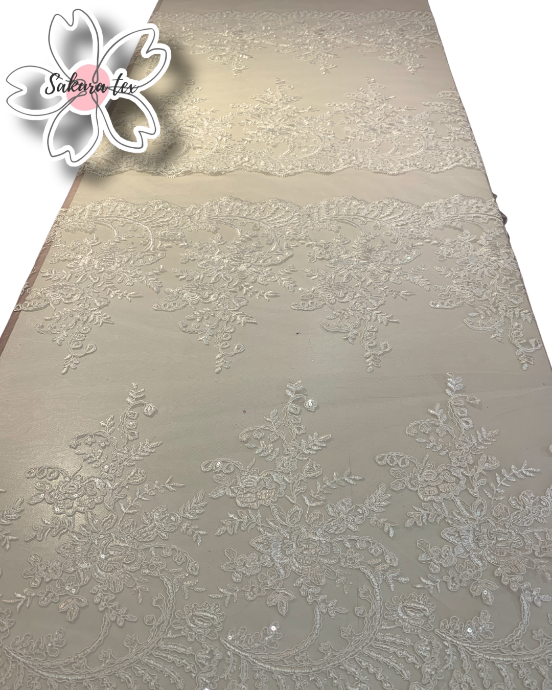 Blonda Bordada con Lentejuelas y 4 Tiras "Rosas"