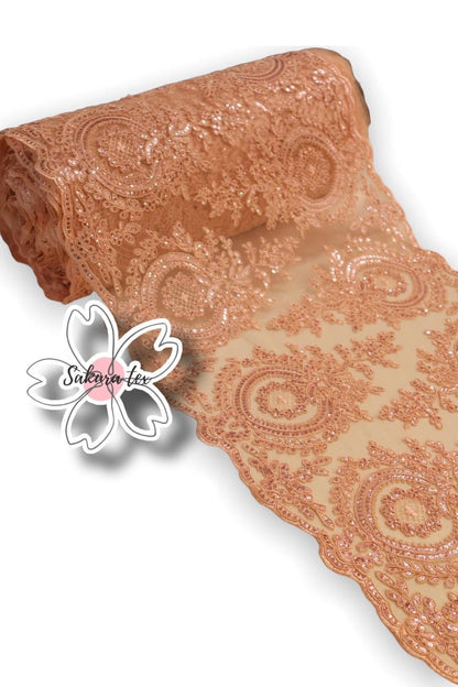 Blonda Bordada con Lentejuelas y 2 Tiras "Raga Mediana"