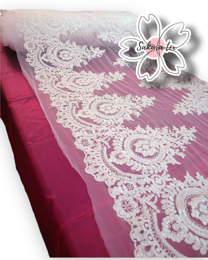 Blonda Bordada con Lentejuelas y 2 Tiras "Raga"