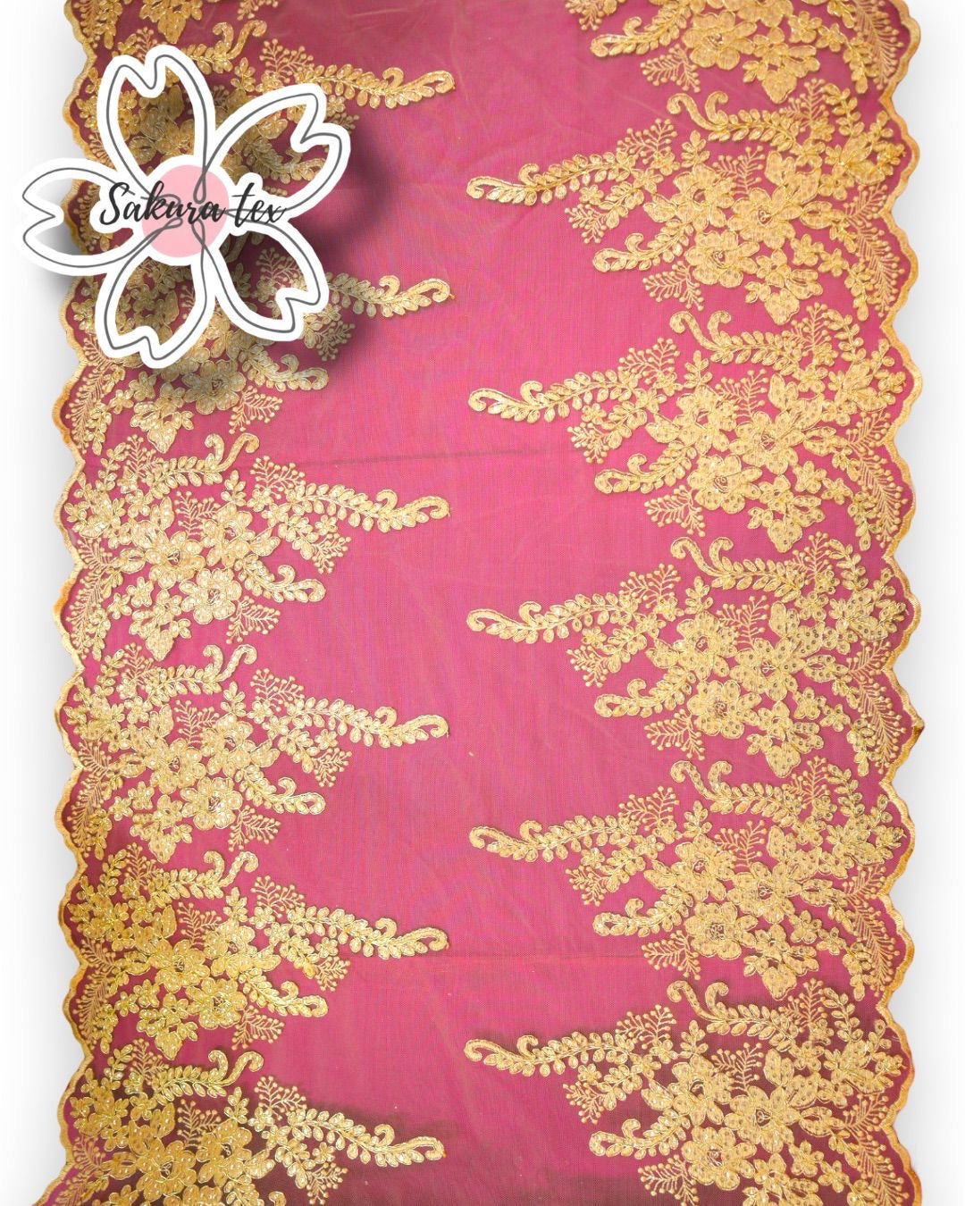 Blonda Bordada con Lentejuelas y 2 Tiras "Pistilos"