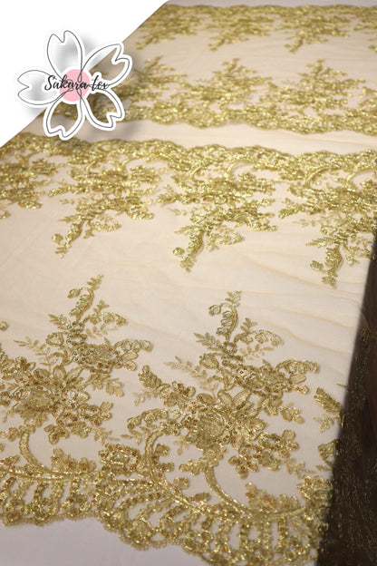 Blonda Bordada con Lentejuelas y 4 Tiras "Rosas"