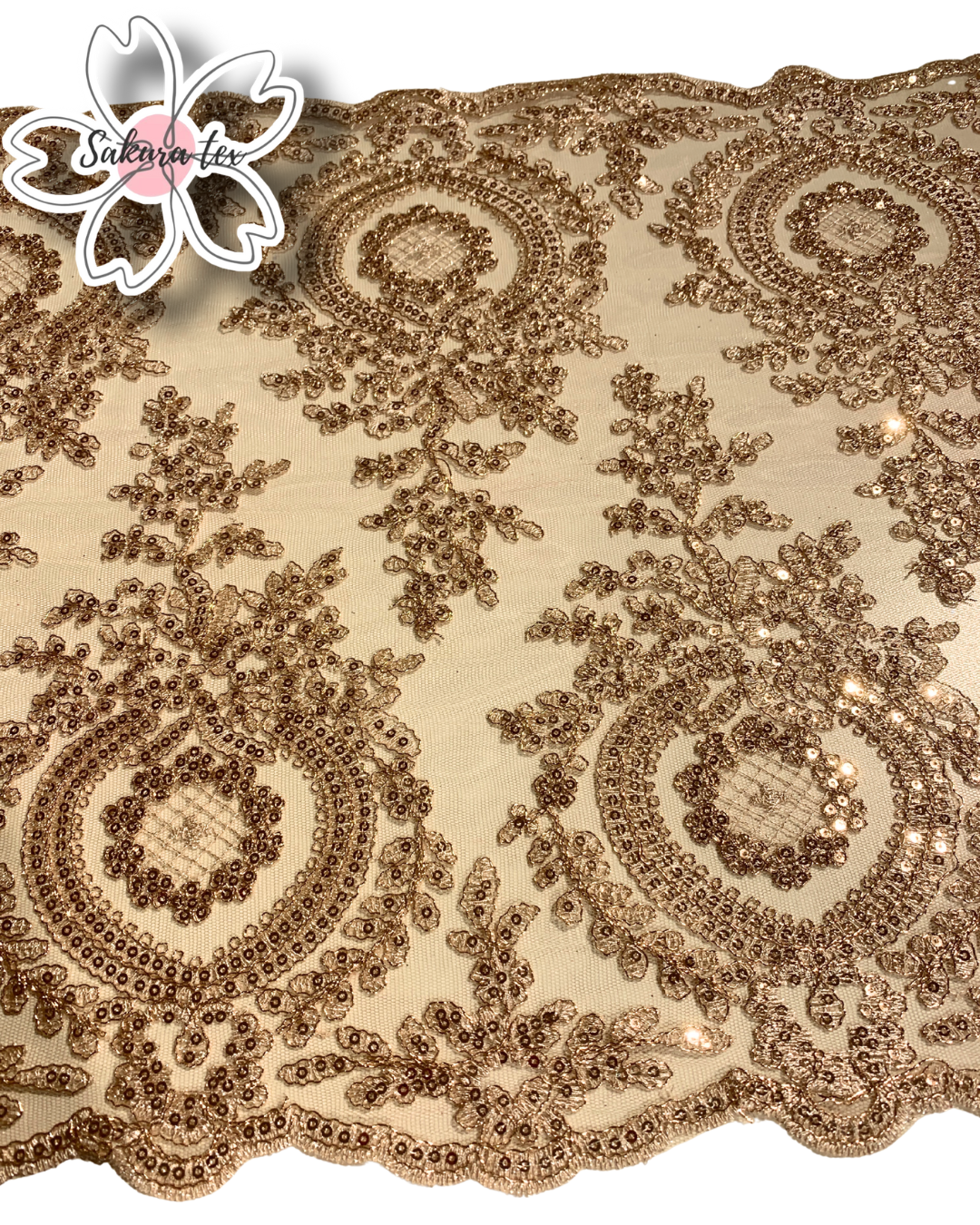 Blonda Bordada con Lentejuelas y 2 Tiras "Raga Mediana"