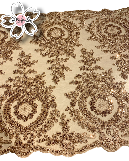 Blonda Bordada con Lentejuelas y 2 Tiras "Raga Mediana"