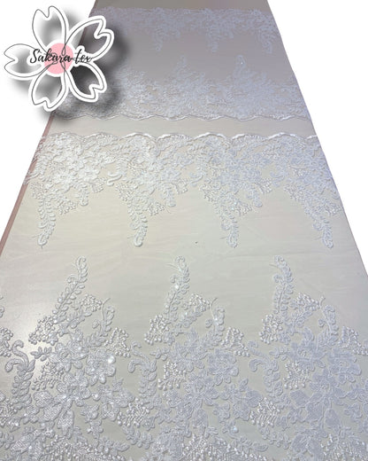 Blonda Bordada con Lentejuelas y 4 Tiras "Pistilos"