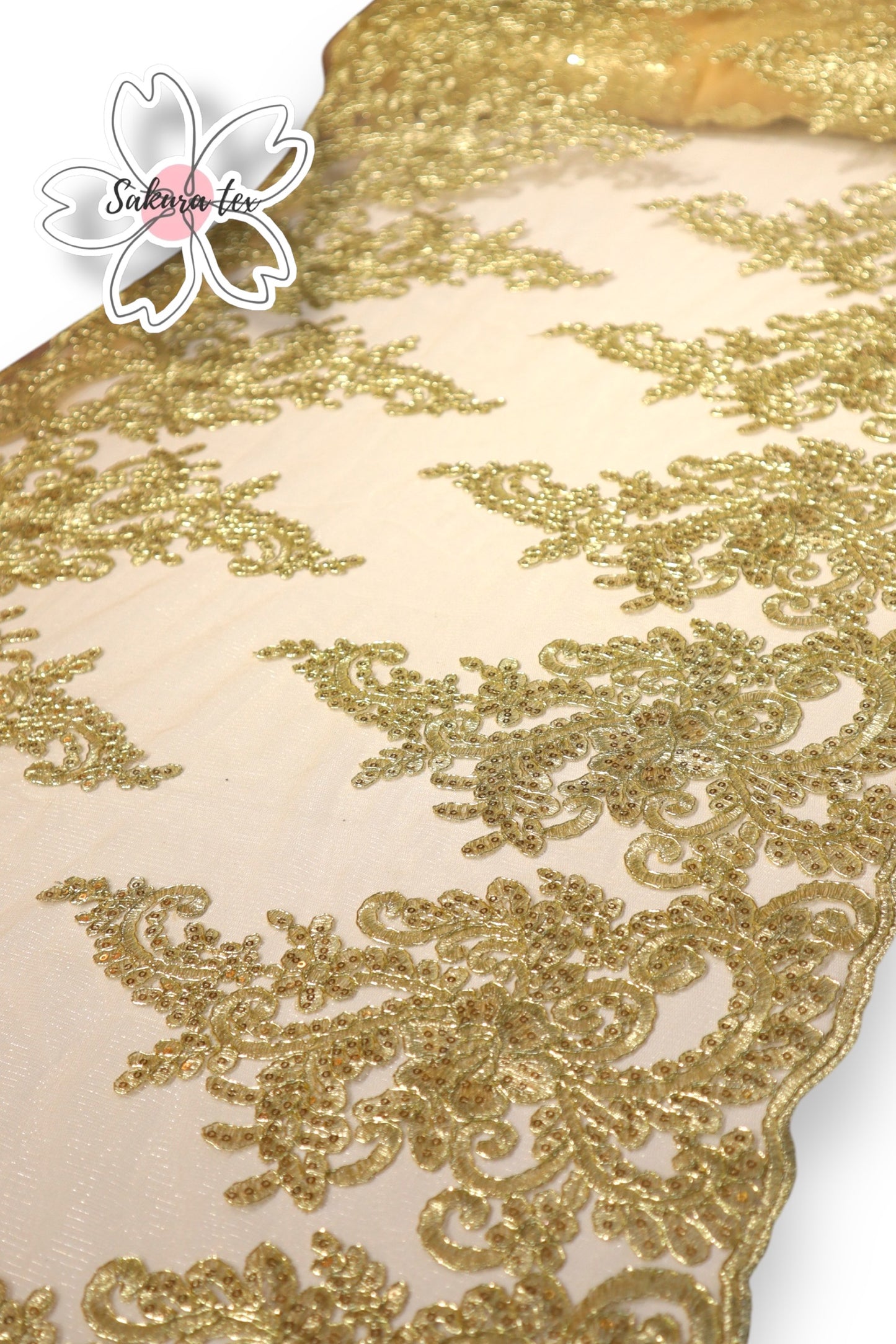 Blonda Bordada con Lentejuelas y 2 Tiras "Gancho"