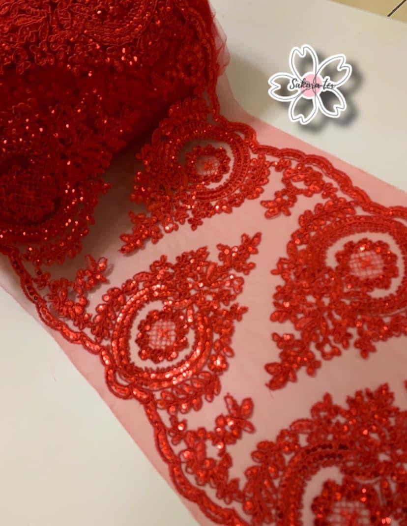 Blonda Bordada con Lentejuelas y 2 Tiras "Mini"